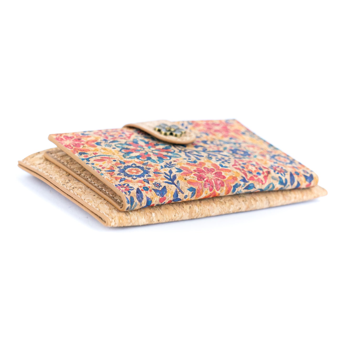 Colorful Floral Cork Wallet with Snap Closure and Coin Pocket BAGD-343A-MIX-8（8units）
