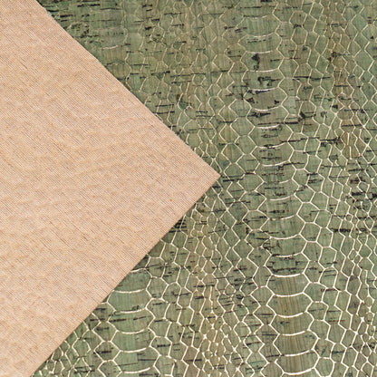 Snake Pattern Cork Fabric | Embossed Sage Green COF-700