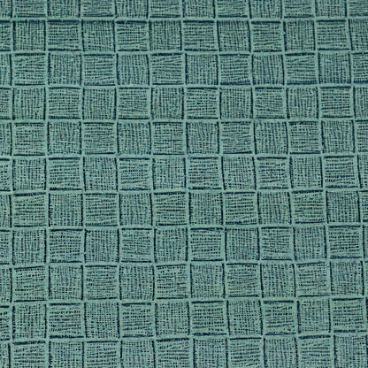 Embossed Square Pattern Cork Fabric – Aqua Green Textured