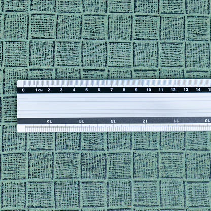 Embossed Square Pattern Cork Fabric – Aqua Green Textured