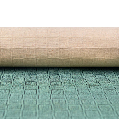 Embossed Square Pattern Cork Fabric – Aqua Green Textured
