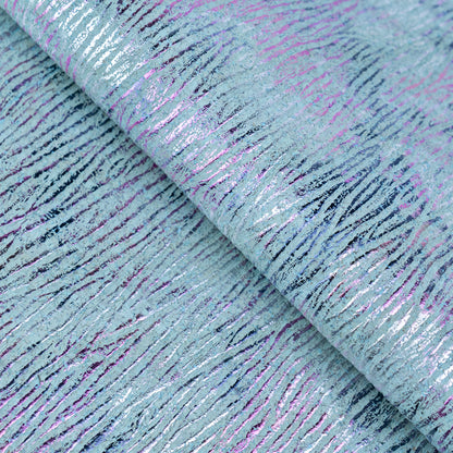 Embossed Iridescent Cork Fabric – Aqua Blue & Purple Metallic Texture COF-697