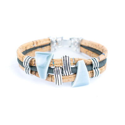 Geometric Ceramic Cork Bracelet | Handmade in Portugal   BR-476-MIX-5