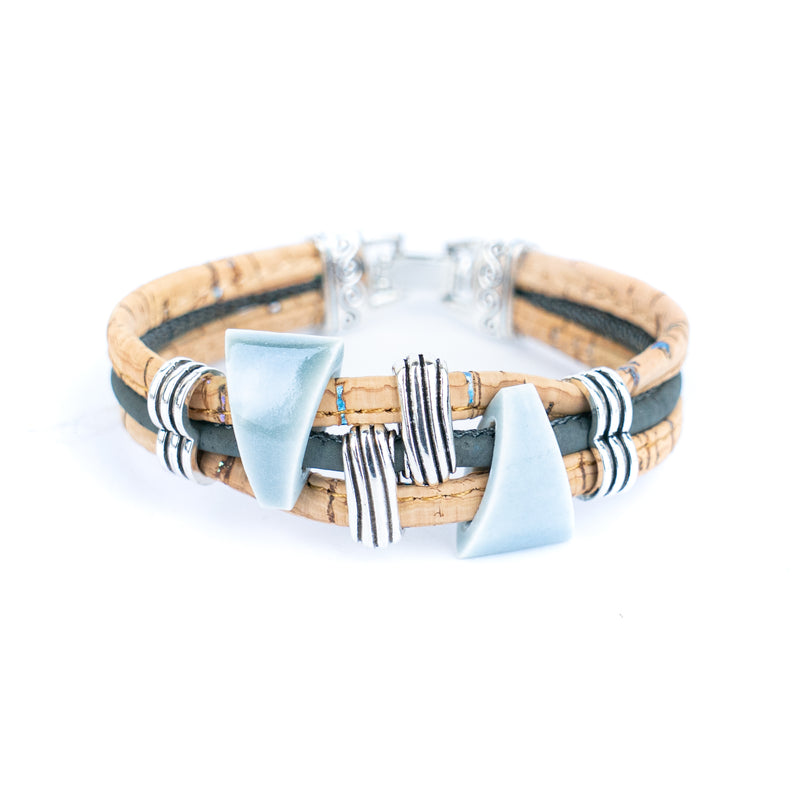 Geometric Ceramic Cork Bracelet | Handmade in Portugal   BR-476-MIX-5