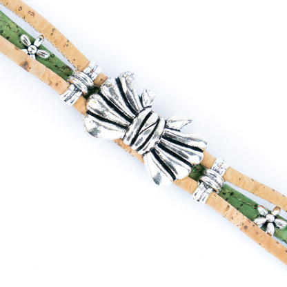 Natural cork bow bracelet | Portuguese handmade jewelry cork cord handmade bracelet  DBR-038-MIX-5