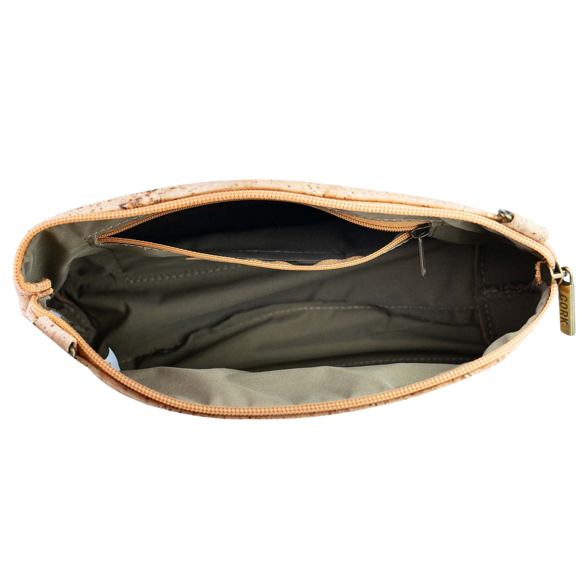Women’s Natural Cork Crossbody Bag with Gold Accents and Front Pocket BAGP-402