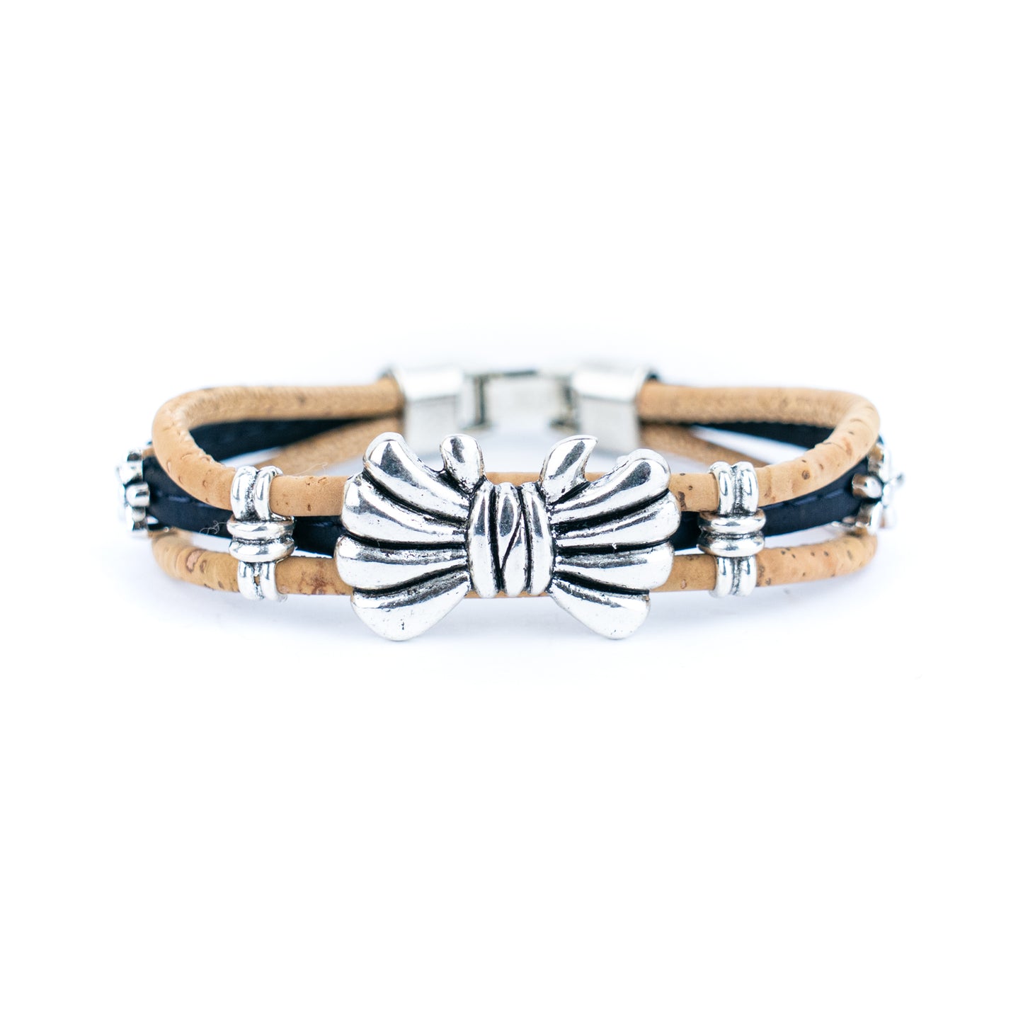 Natural cork bow bracelet | Portuguese handmade jewelry cork cord handmade bracelet  DBR-038-MIX-5