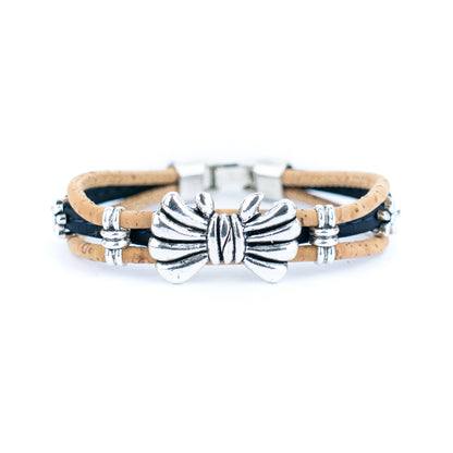 Natural cork bow bracelet | Portuguese handmade jewelry cork cord handmade bracelet  DBR-038-MIX-5