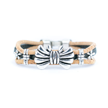 Natural cork bow bracelet | Portuguese handmade jewelry cork cord handmade bracelet  DBR-038-MIX-5