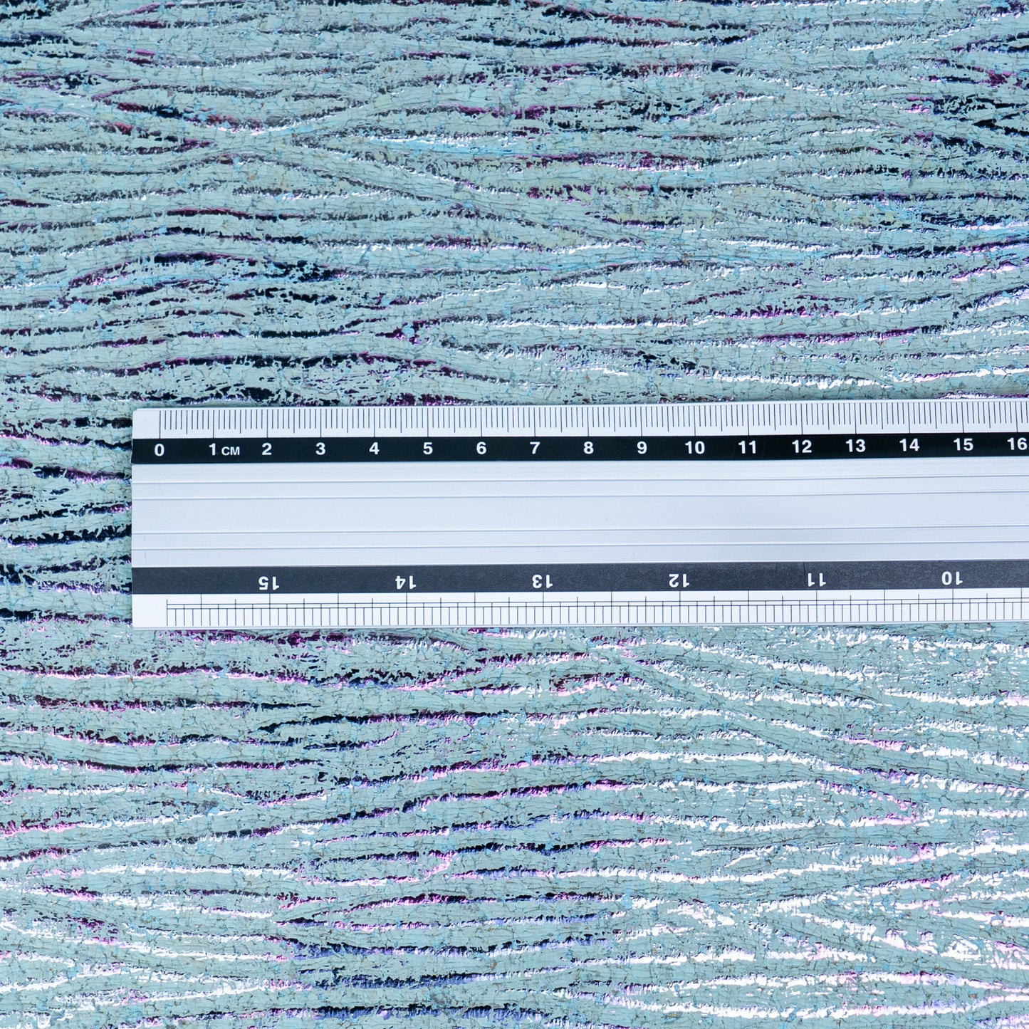 Embossed Iridescent Cork Fabric – Aqua Blue & Purple Metallic Texture COF-697