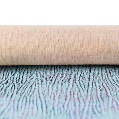 Embossed Iridescent Cork Fabric – Aqua Blue & Purple Metallic Texture COF-697