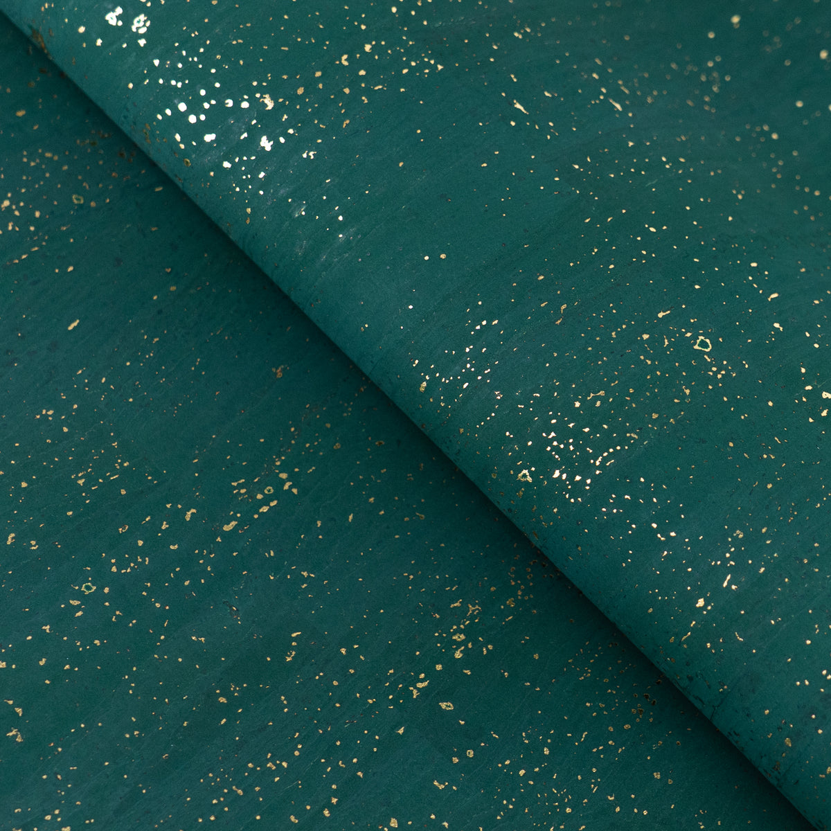 Forest Green Natural Cork Fabric with Gold Accents – 2026NEW GENERATION BACKING COF-808