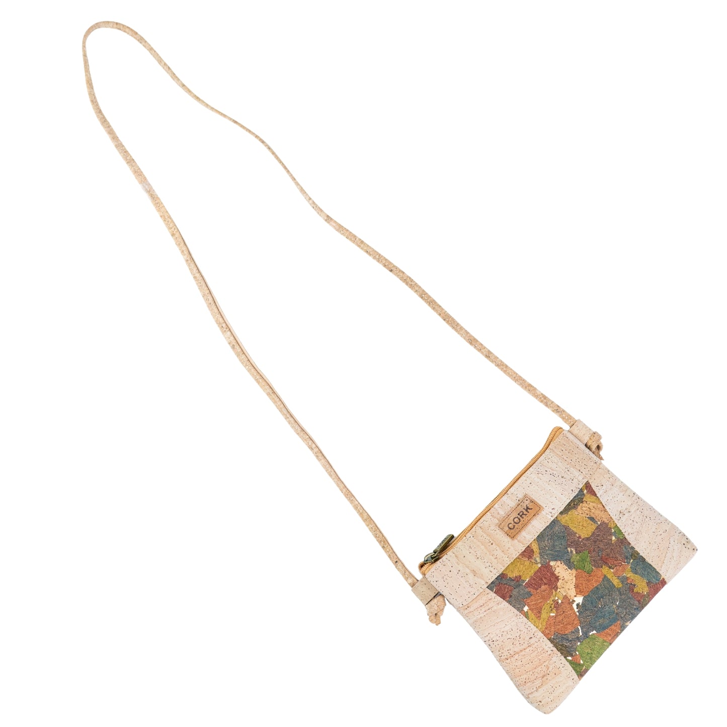 Premium Natural Cork Crossbody Bag with Colourful Front Panel BAGP-388