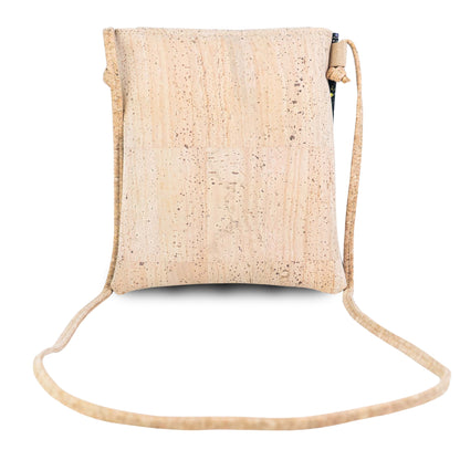 Premium Natural Cork Crossbody Bag with Flap and Front Zip Pocket BAGP-389