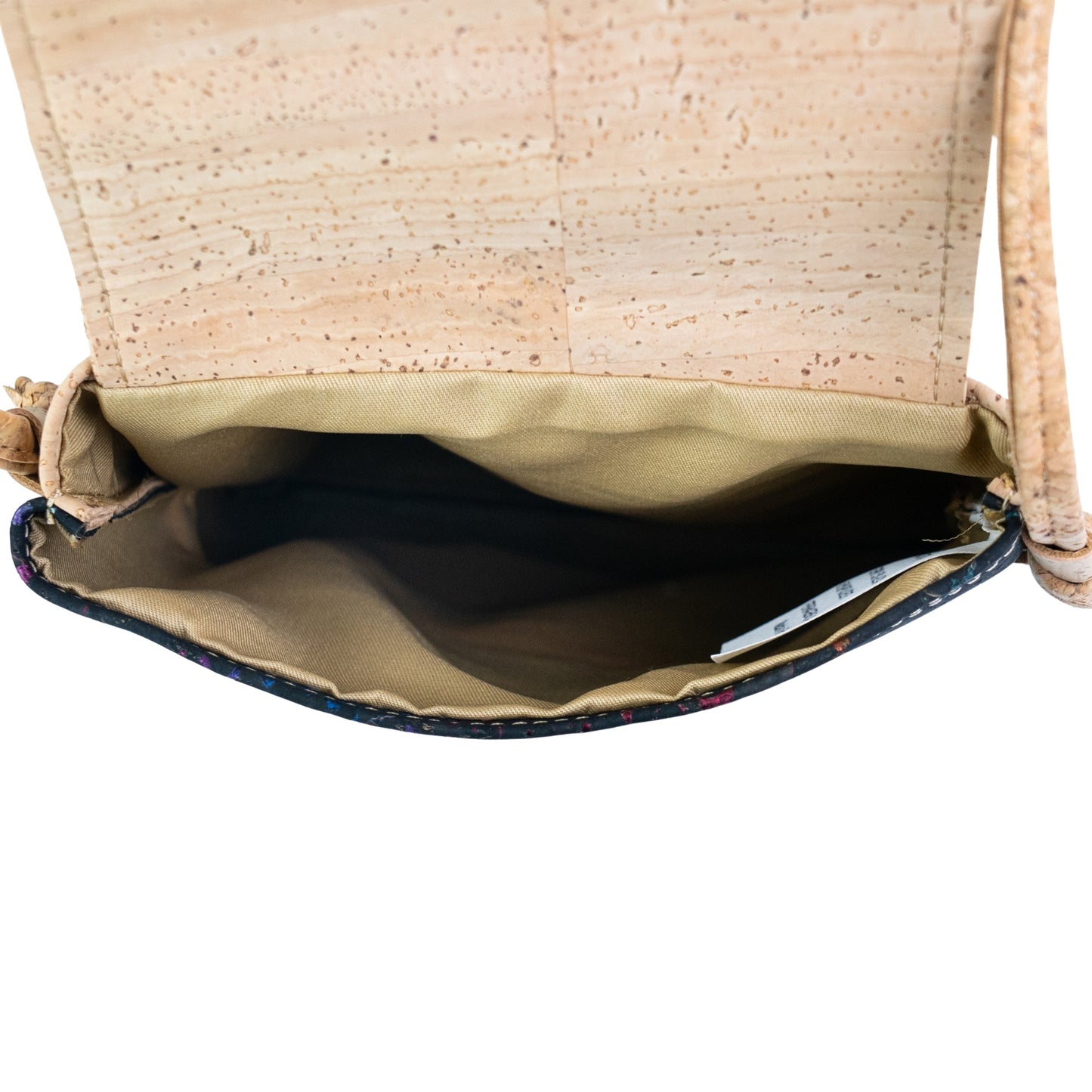 Premium Natural Cork Crossbody Bag with Flap and Front Zip Pocket BAGP-389