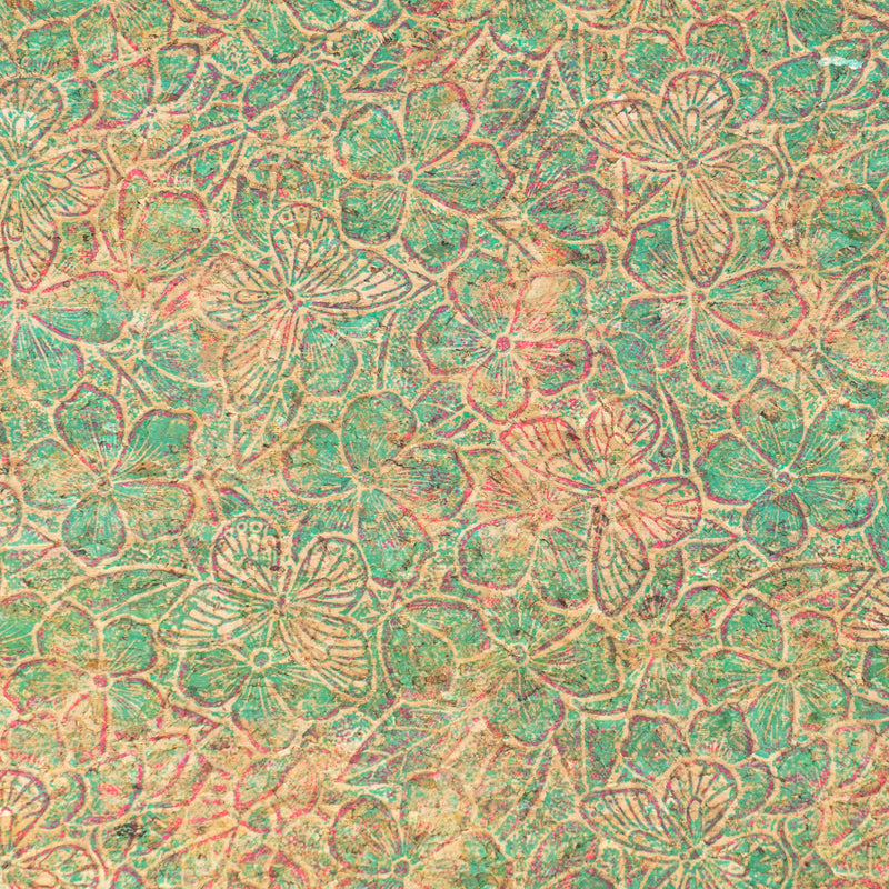 Embossed Butterfly & Floral Cork Fabric COF-639