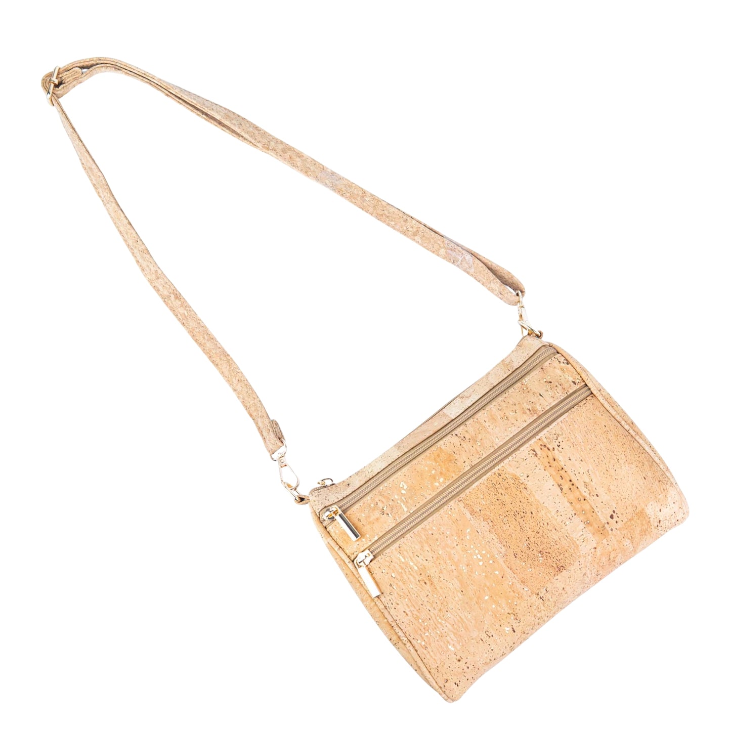 Natural Cork Crossbody Bag for Women with Gold Flecks – Vegan Shoulder Purse BAG-2404