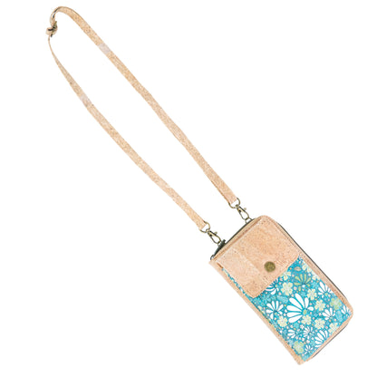 Natural Cork Phone Crossbody Wallet for Women – Floral Print Vegan Crossbody Purse BAGD-2403