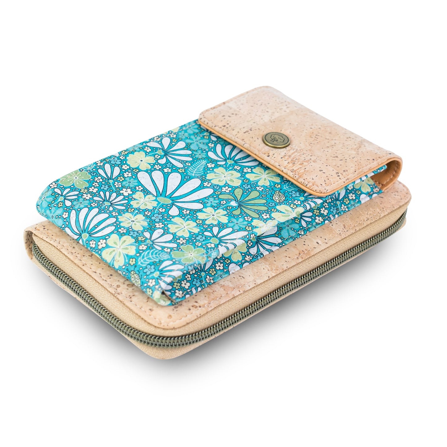 Natural Cork Phone Crossbody Wallet for Women – Floral Print Vegan Crossbody Purse BAGD-2403