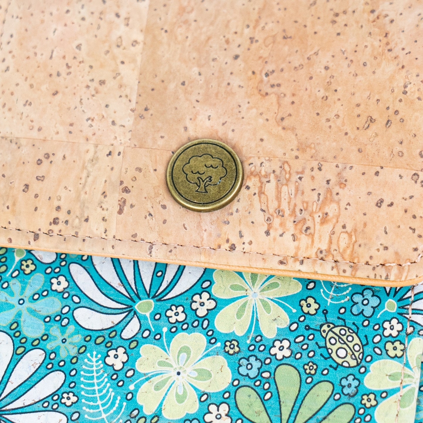 Natural Cork Phone Crossbody Wallet for Women – Floral Print Vegan Crossbody Purse BAGD-2403