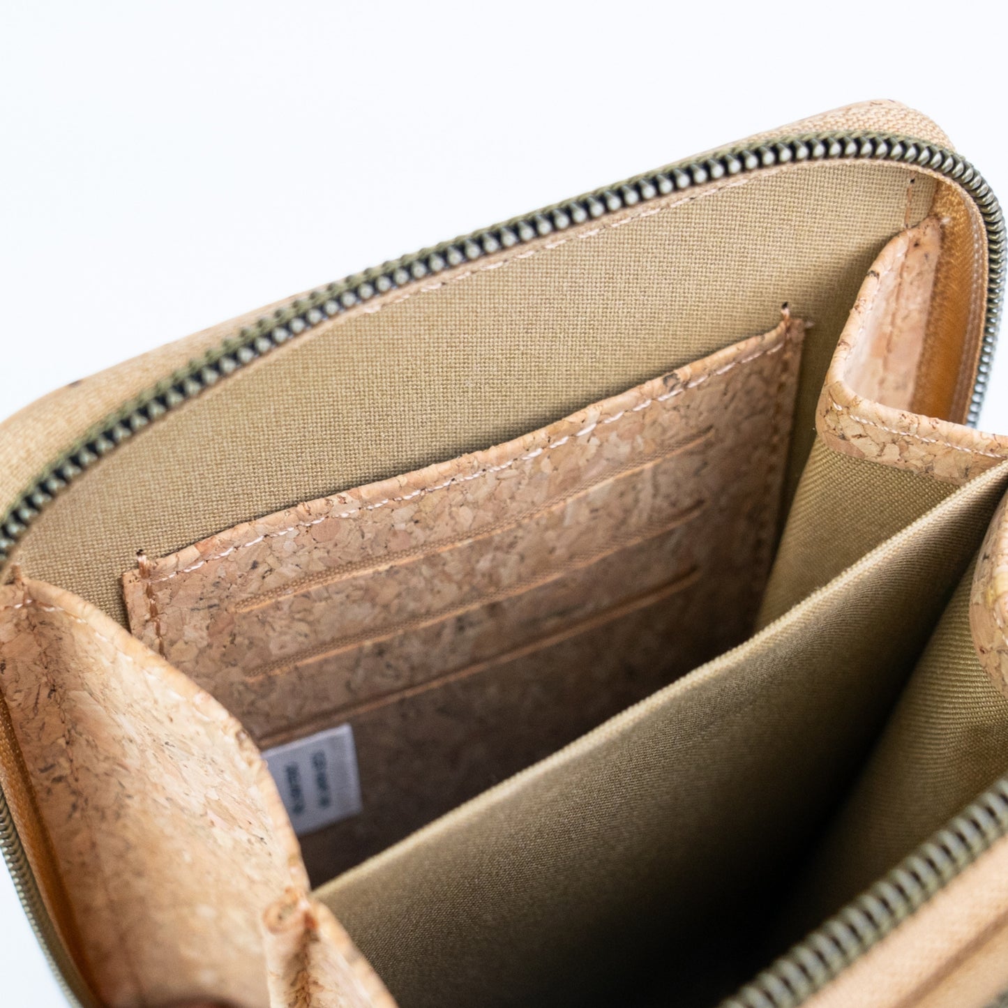 Natural Cork Double Zip Phone Crossbody Bag for Women – Floral Print Vegan Crossbody Wallet BAGD-2402