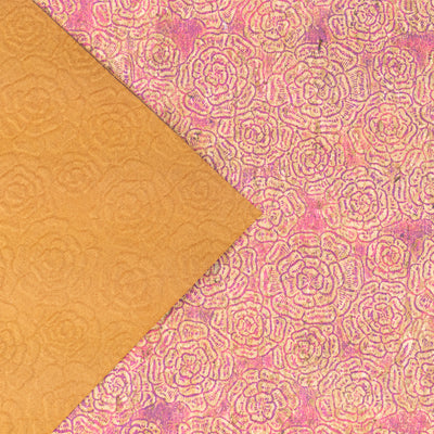mbossed Cork Fabric – Pink Rose Floral Pattern COF-635