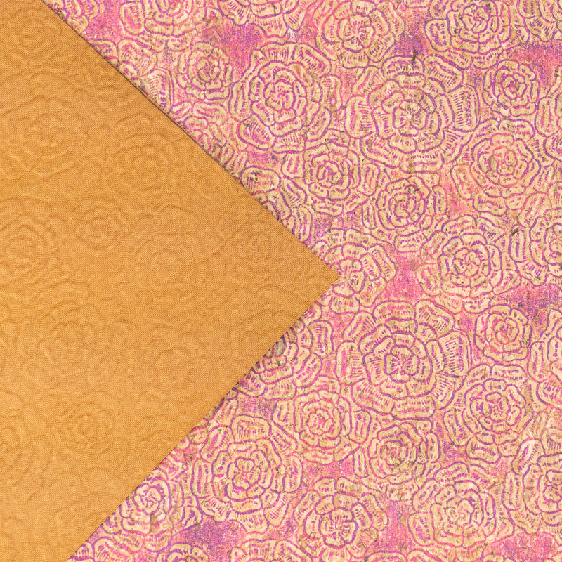 mbossed Cork Fabric – Pink Rose Floral Pattern COF-635
