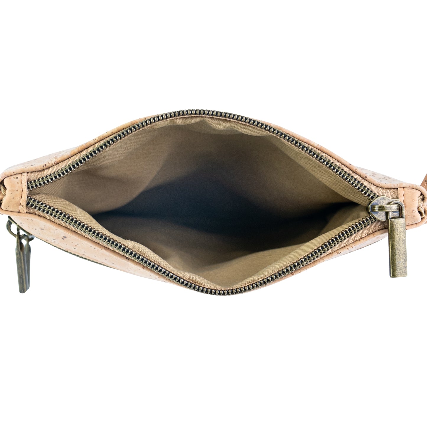 Natural Cork Double Zip Crossbody Bag for Women – Floral Print Vegan Shoulder Purse BAG-2401
