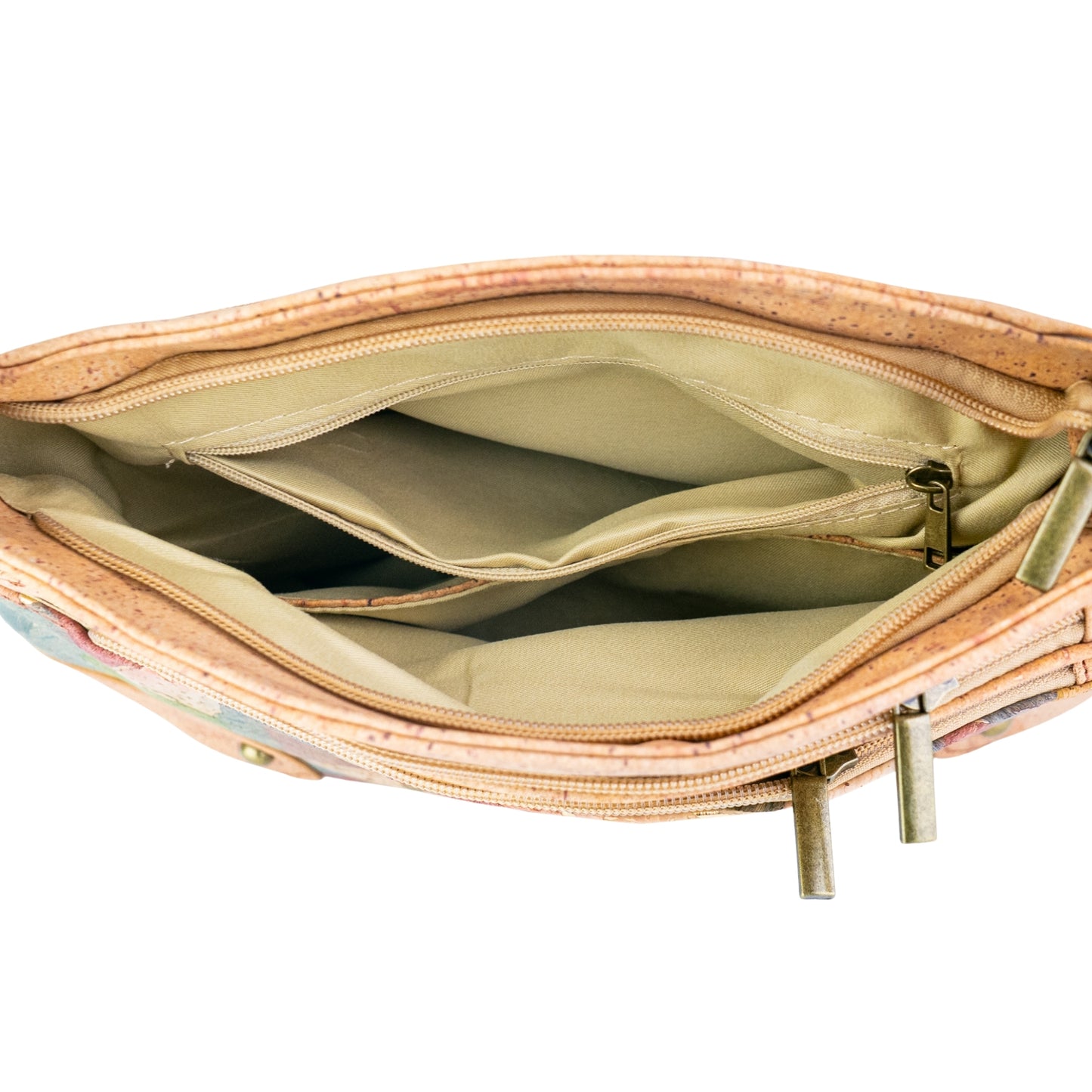 Natural Cork Multi-Pocket Crossbody Bag for Women – Vegan Shoulder Handbag BAG-2405