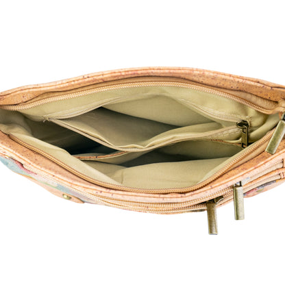 Natural Cork Multi-Pocket Crossbody Bag for Women – Vegan Shoulder Handbag BAG-2405