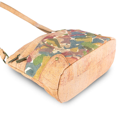 Natural Cork Multi-Pocket Crossbody Bag for Women – Vegan Shoulder Handbag BAG-2405