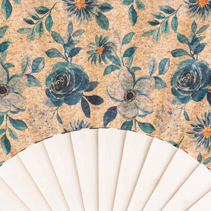 Cork Antique Wooden Folding Hand Fan  L-1197-12(12 Units)