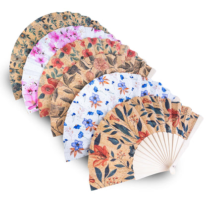 Cork Antique Wooden Folding Hand Fan  L-1197-12(12 Units)