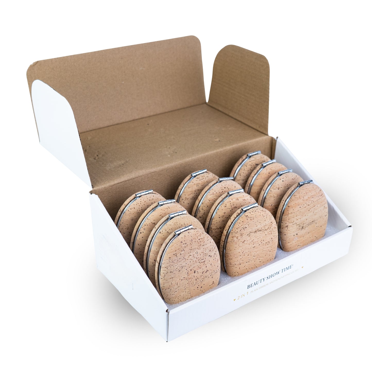 Oval Cork Compact Mirror – Double-Sided (12-Pack) L-1207-12