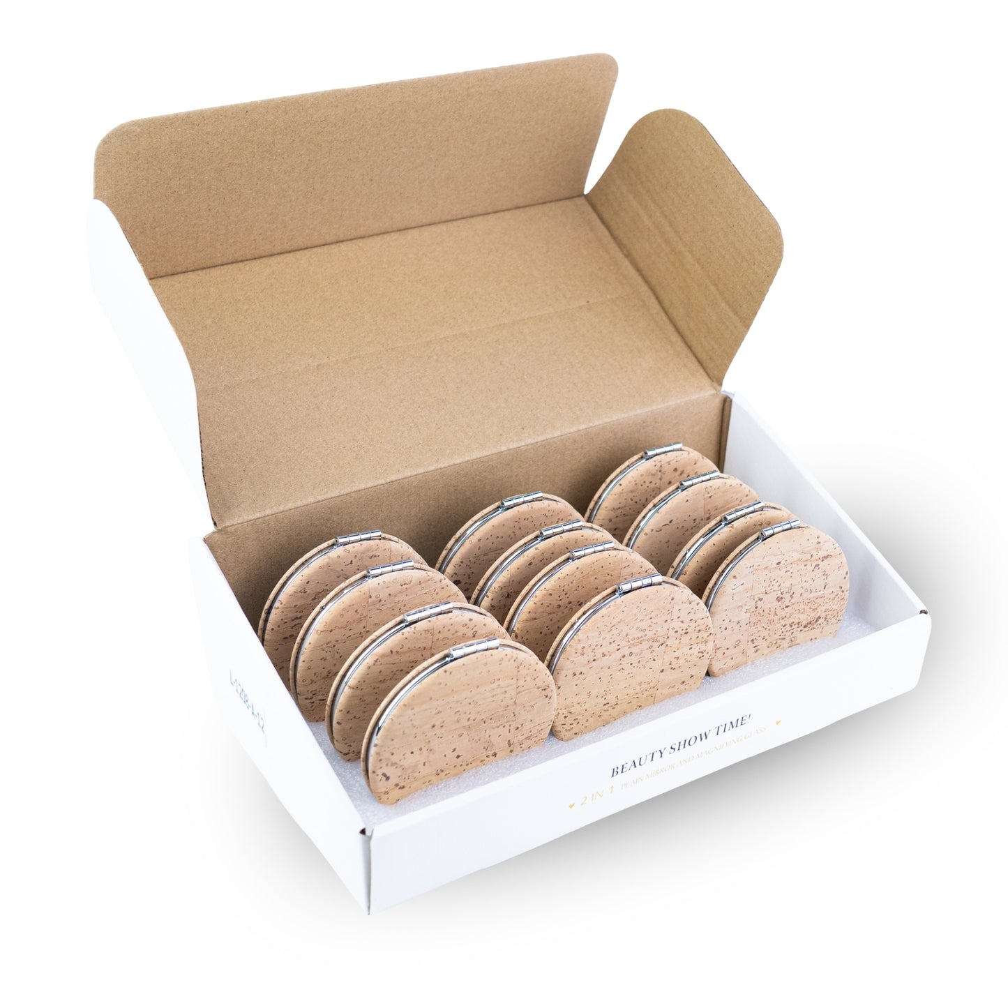 Round Cork Compact Mirror – Double-Sided (12-Pack) L-1208-12