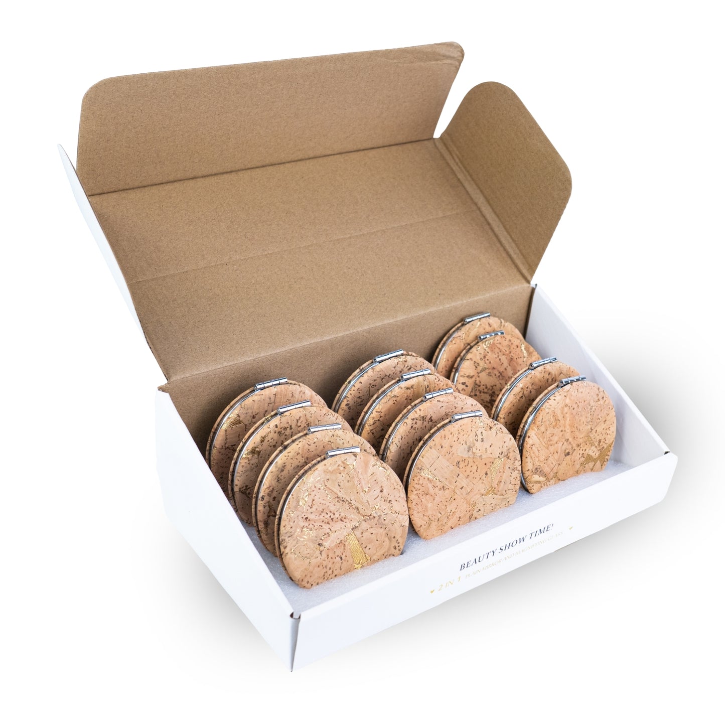 Round Cork Compact Mirror – Double-Sided (12-Pack) L-1208-12