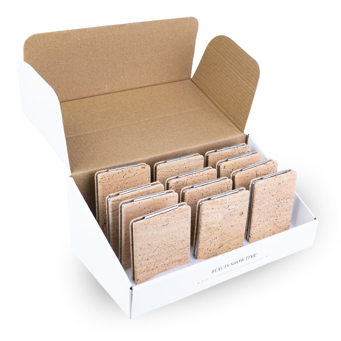 Rectangular Cork Compact Mirror – Double-Sided (12-Pack) L-1209-12