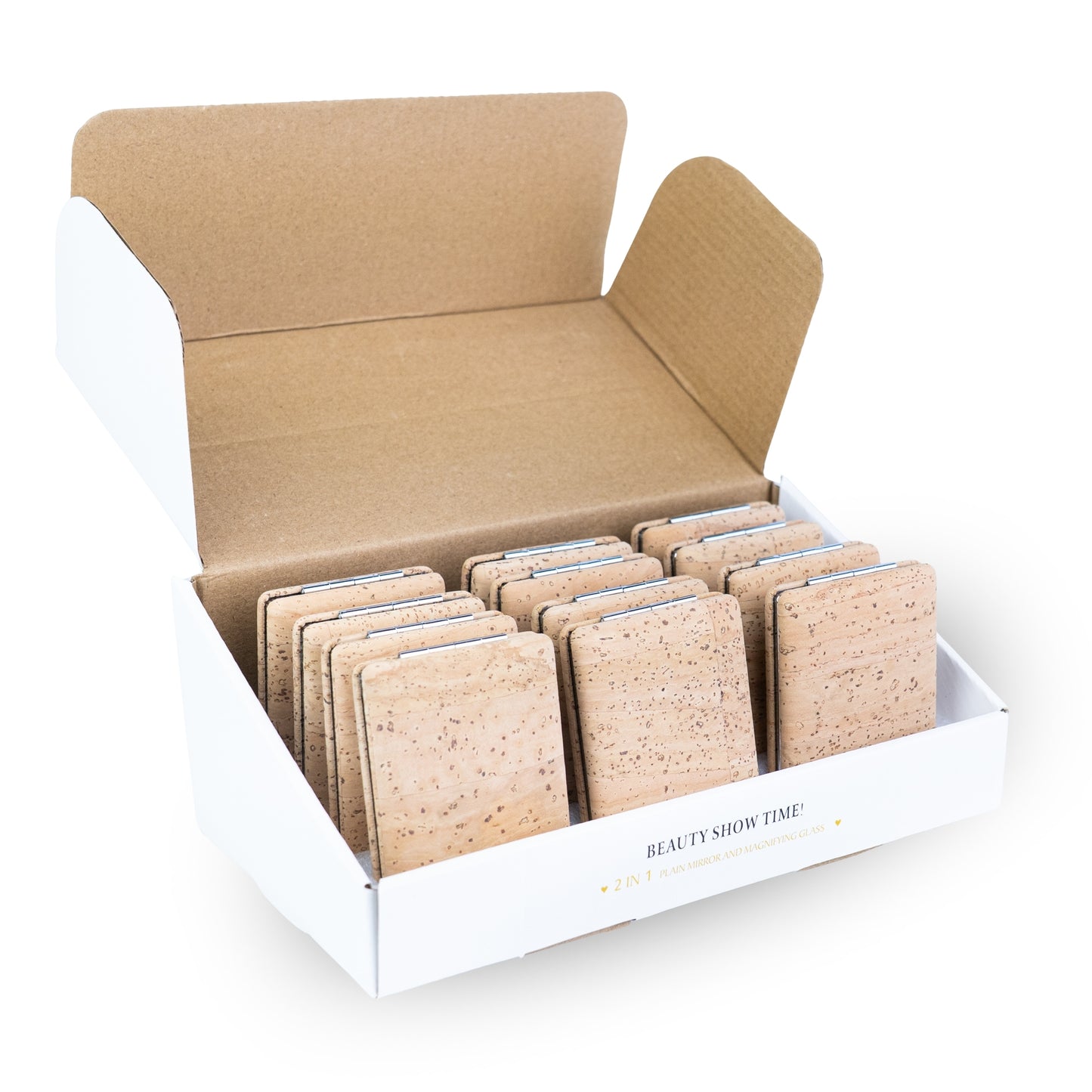 Thick Rectangular Cork Compact Mirror – Double-Sided (12-Pack) L-1213-12