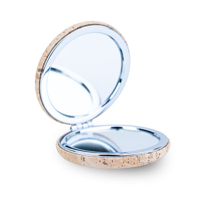 Thick Round Cork Compact Mirror – Double-Sided (12-Pack) L-1214-12