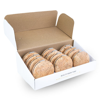 Thick Round Cork Compact Mirror – Double-Sided (12-Pack) L-1214-12