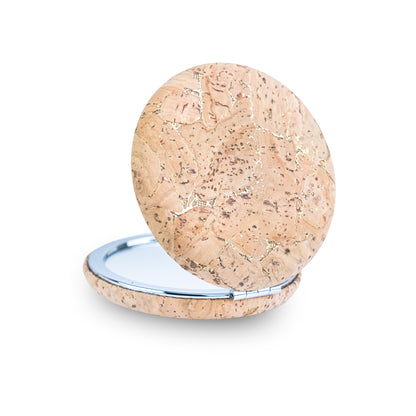 Thick Round Cork Compact Mirror – Double-Sided (12-Pack) L-1214-12