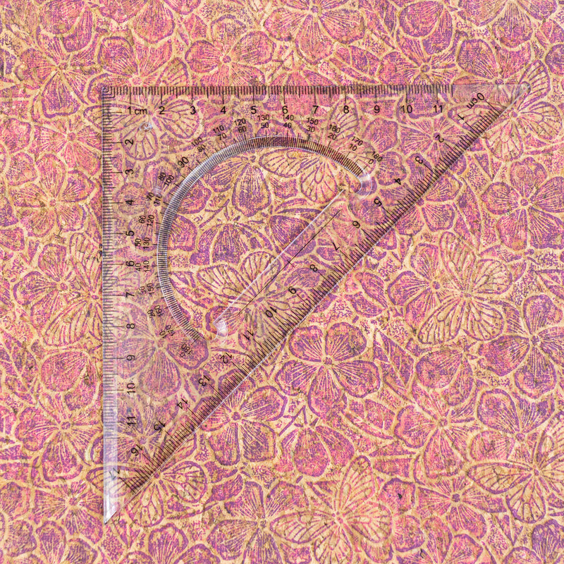 Embossed Cork Fabric – Pink & Purple Floral Butterfly Pattern COF-638