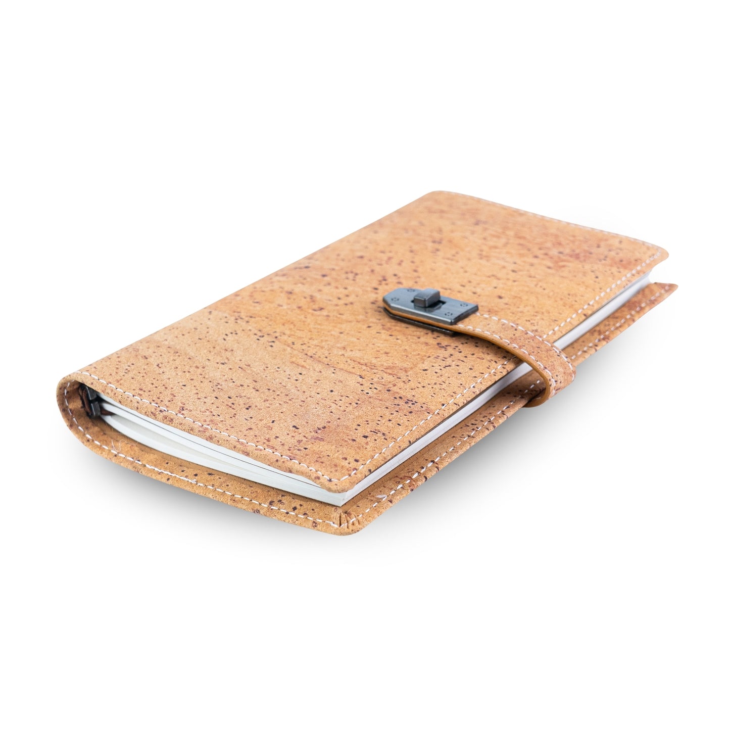 Natural Cork Travel Notebook with Metal Lock – Vegan Journal OrganizerL-1203