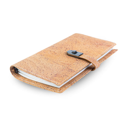 Natural Cork Travel Notebook with Metal Lock – Vegan Journal OrganizerL-1203
