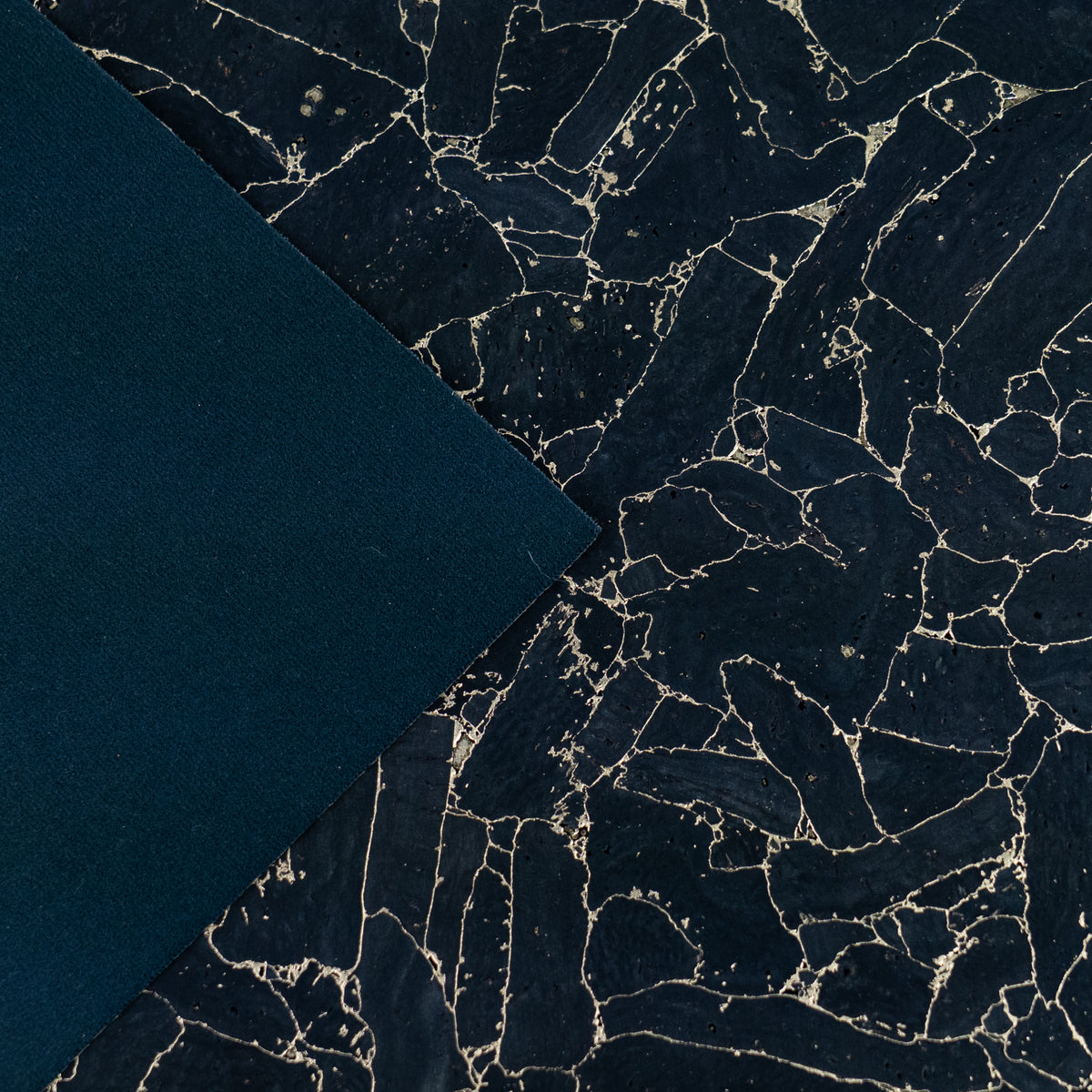 Black Natural Cork Fabric with golden Crackle Accents – 2026NEW GENERATION BACKING COF-804