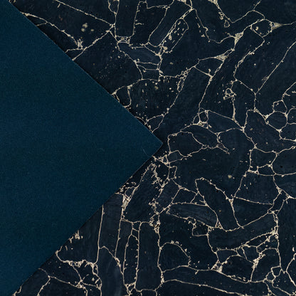 Black Natural Cork Fabric with golden Crackle Accents – 2026NEW GENERATION BACKING COF-804