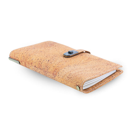 Natural Cork Travel Notebook with Metal Lock – Vegan Journal OrganizerL-1203