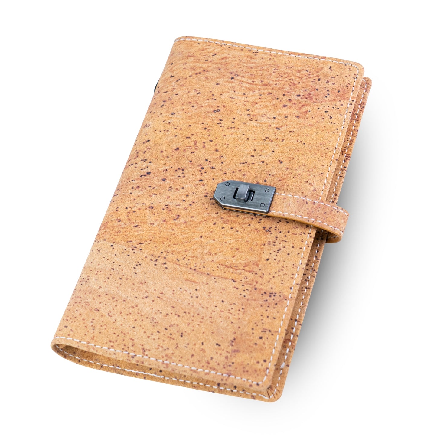 Natural Cork Travel Notebook with Metal Lock – Vegan Journal OrganizerL-1203