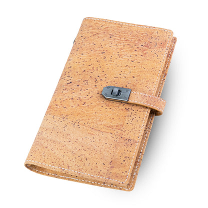 Natural Cork Travel Notebook with Metal Lock – Vegan Journal OrganizerL-1203