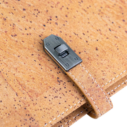 Natural Cork Travel Notebook with Metal Lock – Vegan Journal OrganizerL-1203
